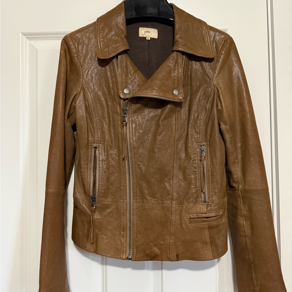 june Women's Tan Leather Jacket